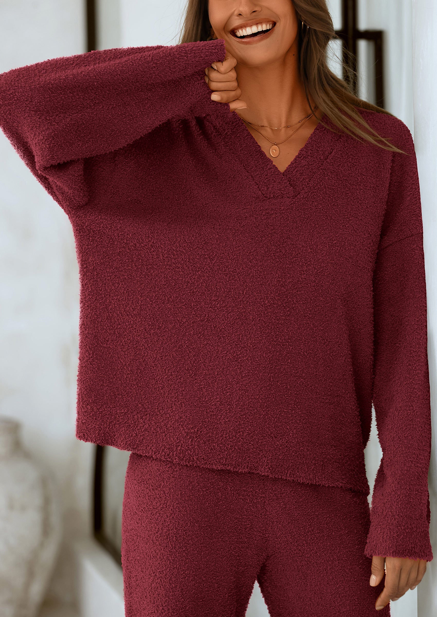 PRETTYGARDEN Lounge Sets for Women Two Piece Sweaters Pajama Set Fall Fashion Loungewear Outfits Matching Winter Clothes