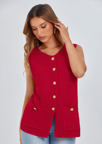 PRETTYGARDEN Women's Knit Sweater Vest Summer Sleeveless Button Down Tank Tops Trendy Business Casual Outfits PRETTYGARDEN