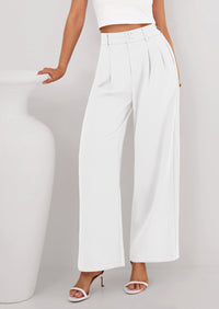 PRETTYGARDEN Womens Spring Wide Leg Palazzo Pants Trendy Loose Button High Waist Pleated Work Business Casual Trousers PRETTYGARDEN