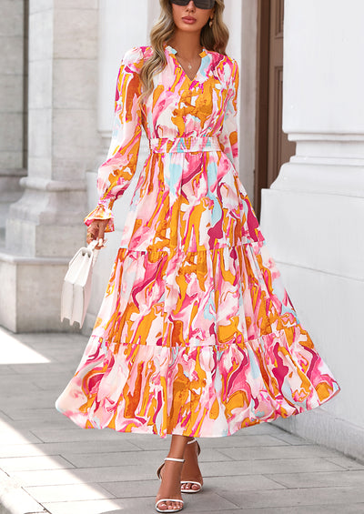 PRETTYGARDEN Women's Floral Maxi Dress Spring Long Sleeve V Neck Casual A Line Long Flowy Boho Party Dresses