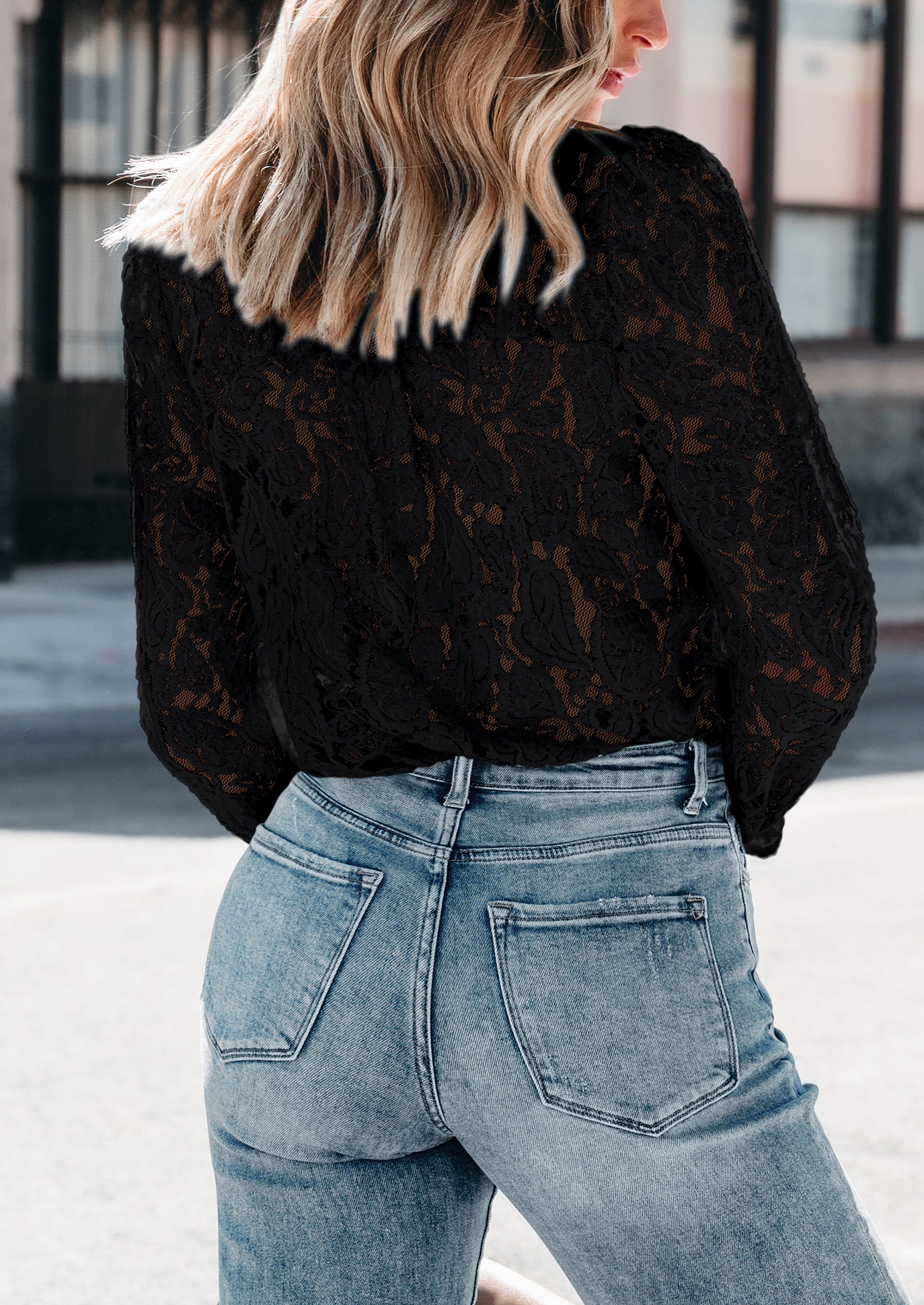 PRETTYGARDEN Women's Dressy Casual Lace Blouse Long Sleeve Button Up Shirts Tops Spring Fall Fashion Clothes