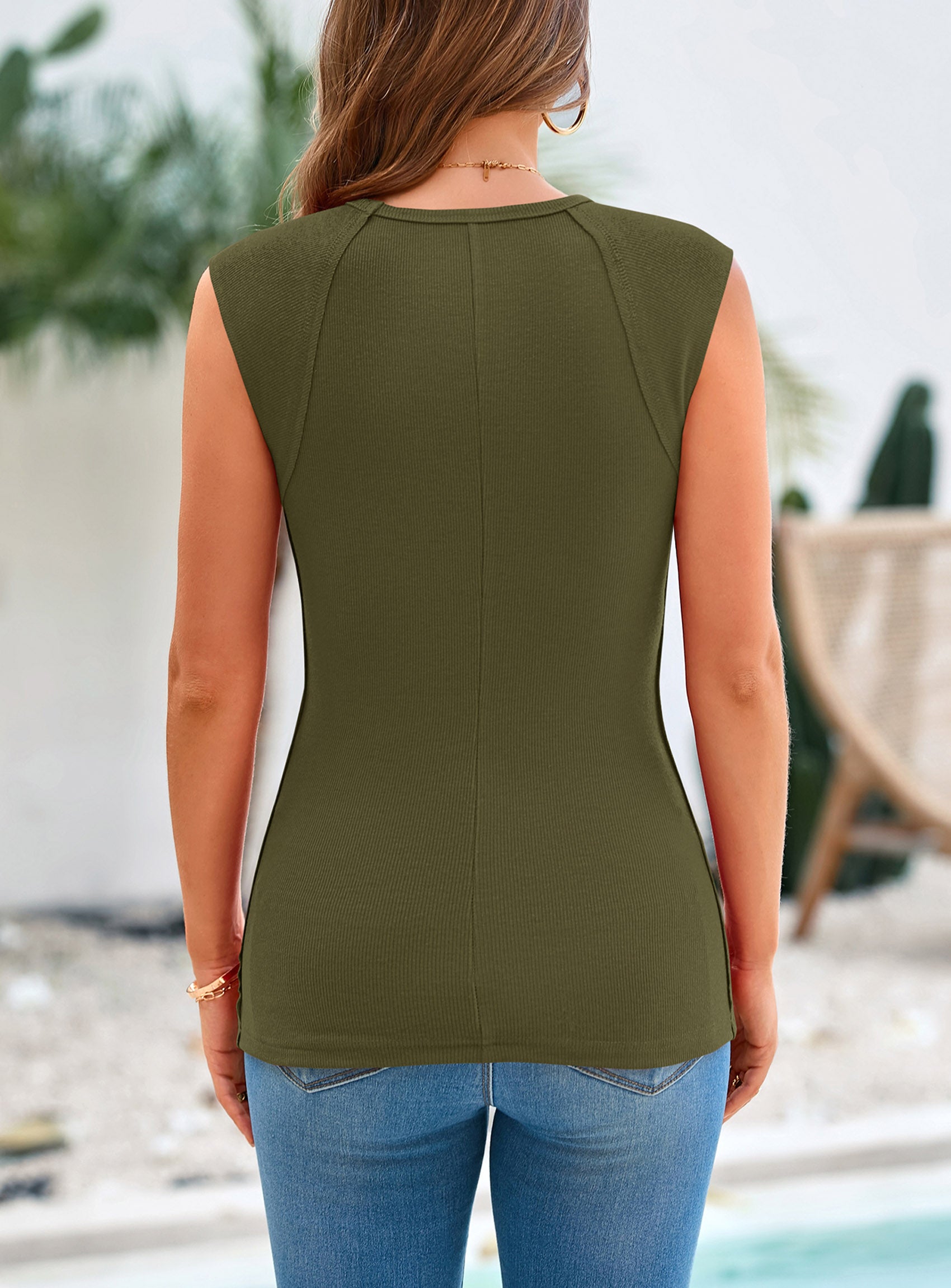 PRETTYGARDEN Women's Tank Tops 2025 Summer Casual Ribbed Cap Sleeve Slim Fitted Knit Basic Tee Shirts Trendy Fashion Clothes