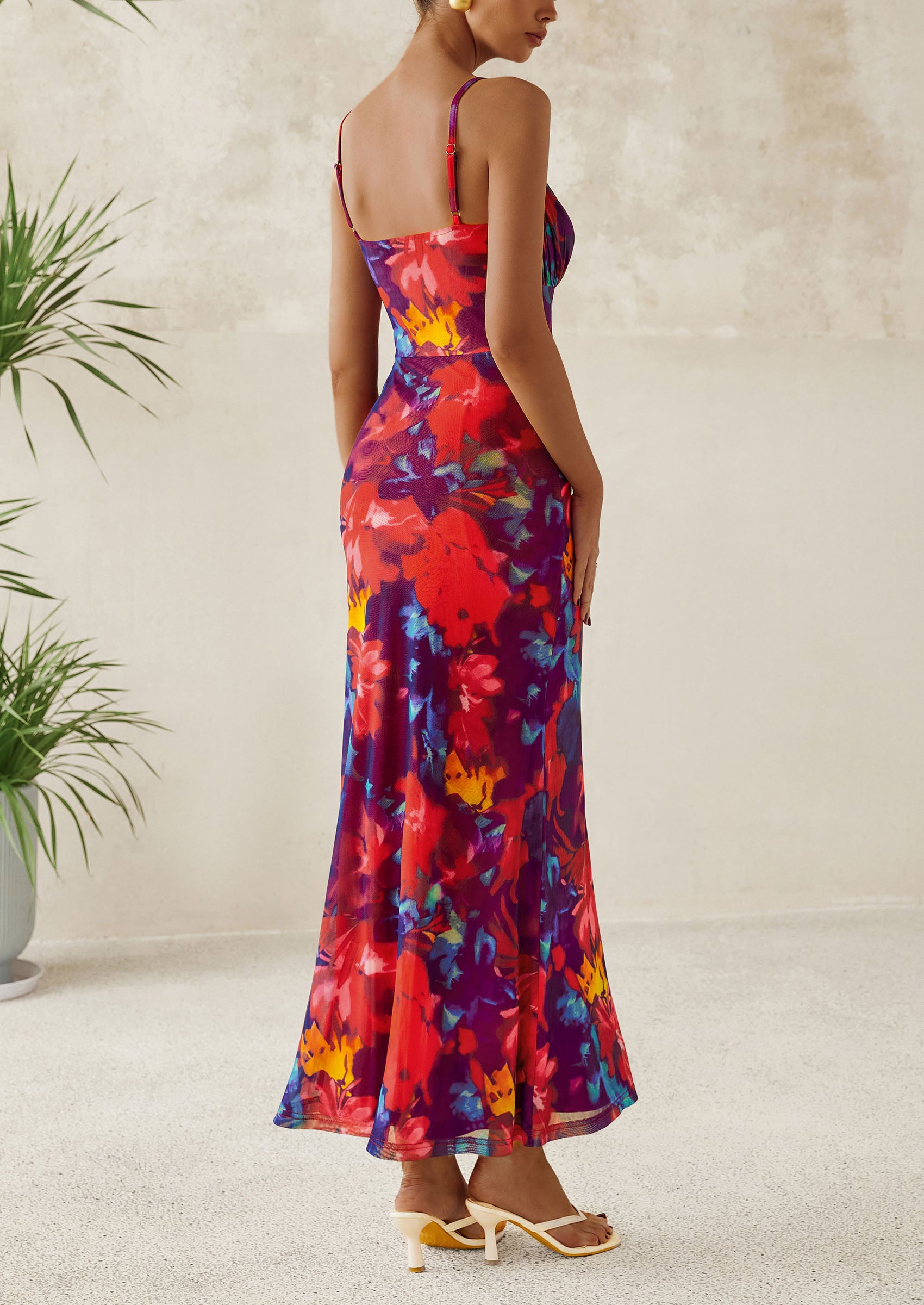 PRETTYGARDEN Women's Bodycon Maxi Dress Floral Sundress Sleeveless Spaghetti Strap Cocktail Party Dress