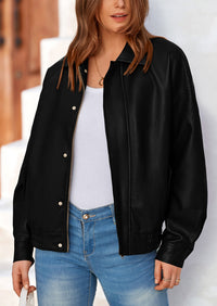 PRETTYGARDEN Women's Faux Leather Motorcycle Jacket Trendy Fall Spring Clothes Oversized Zip Up Winter Coat Outerwear