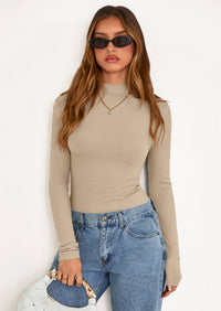 PRETTYGARDEN Women's Turtleneck Long Sleeve Shirts Fall Basic Tees Ribbed Fitted Tops Thermal Layering Knit Top Clothes