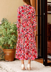 PRETTYGARDEN Women's Floral Maxi Dress Spring Long Sleeve V Neck Casual A Line Long Flowy Boho Party Dresses