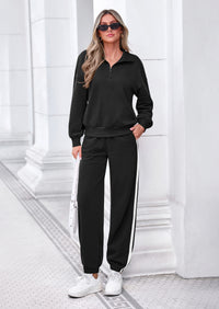 PRETTYGARDEN Womens Sweatsuits 2 Piece Outfits Fall Half Zip Sweatshirts Jogger Tracksuit Set Lounge Travel Matching Clothes