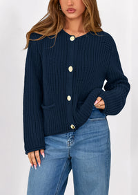 PRETTYGARDEN Cardigan Sweaters for Women Trendy Oversized Knit Chunky Button Cardigans Fall Winter Outfits with Pockets