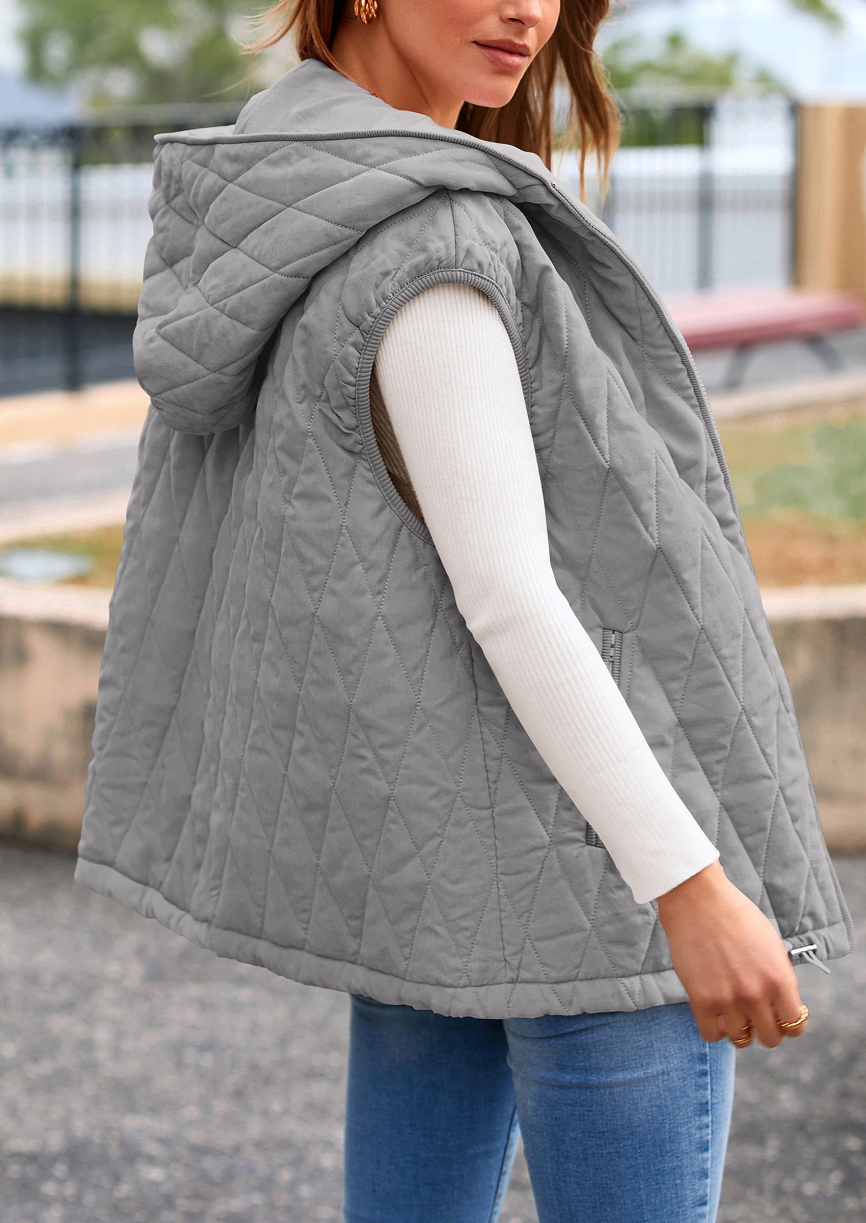 PRETTYGARDEN Women's Fall Spring Vest Casual Sleeveless Hooded Zip Up Jacket Trendy Winter Coat Outerwear PRETTYGARDEN