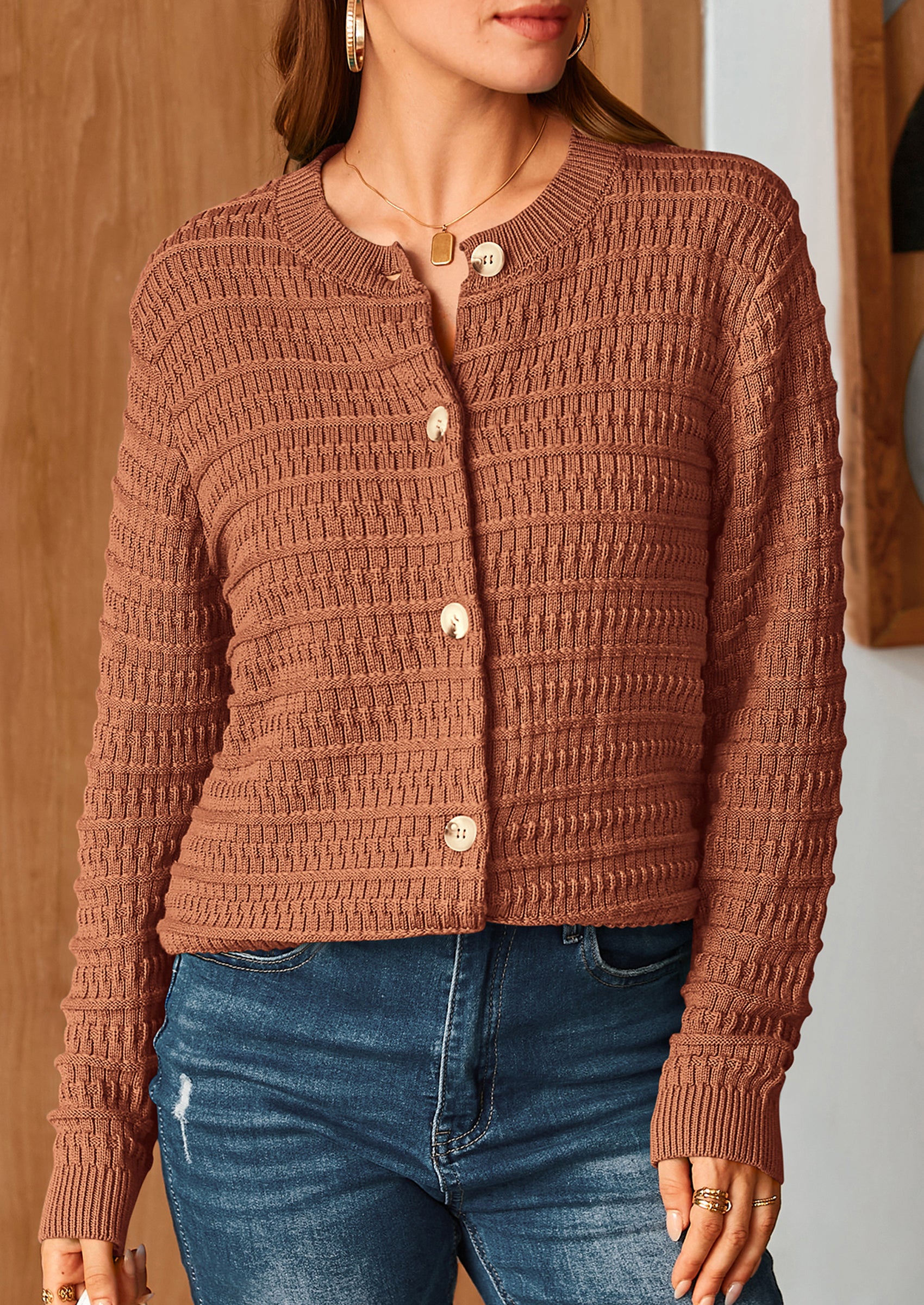 PRETTYGARDEN Women's Knit Cardigan Sweaters Casual Long Sleeve Open Front Button Down Trendy Jackets Outerwear