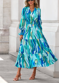 PRETTYGARDEN Women's Floral Maxi Dress Spring Long Sleeve V Neck Casual A Line Long Flowy Boho Party Dresses