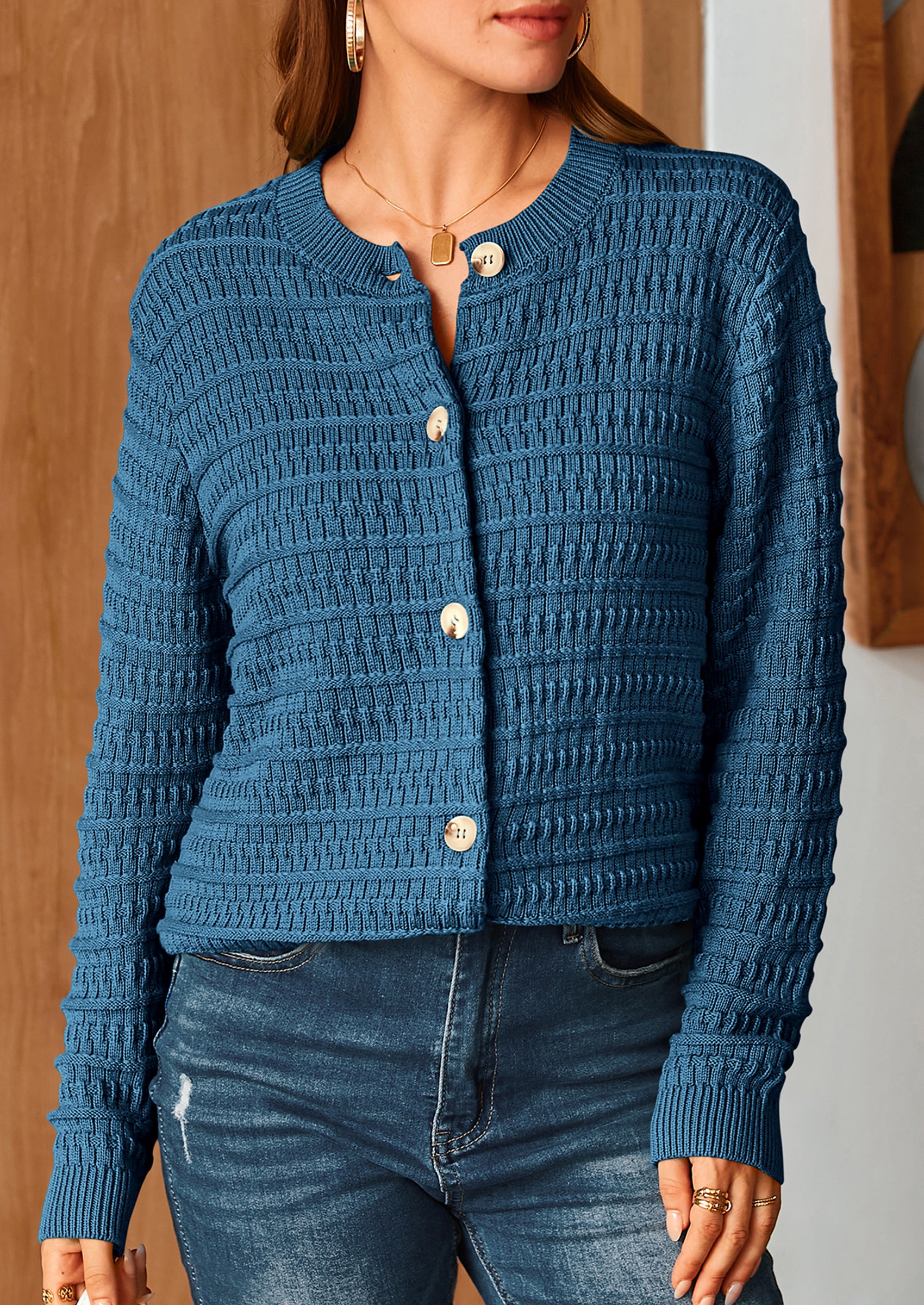 PRETTYGARDEN Women's Knit Cardigan Sweaters Casual Long Sleeve Open Front Button Down Trendy Jackets Outerwear