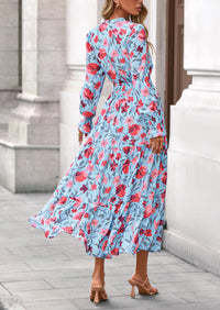 PRETTYGARDEN Women's Floral Maxi Dress Spring Long Sleeve V Neck Casual A Line Long Flowy Boho Party Dresses