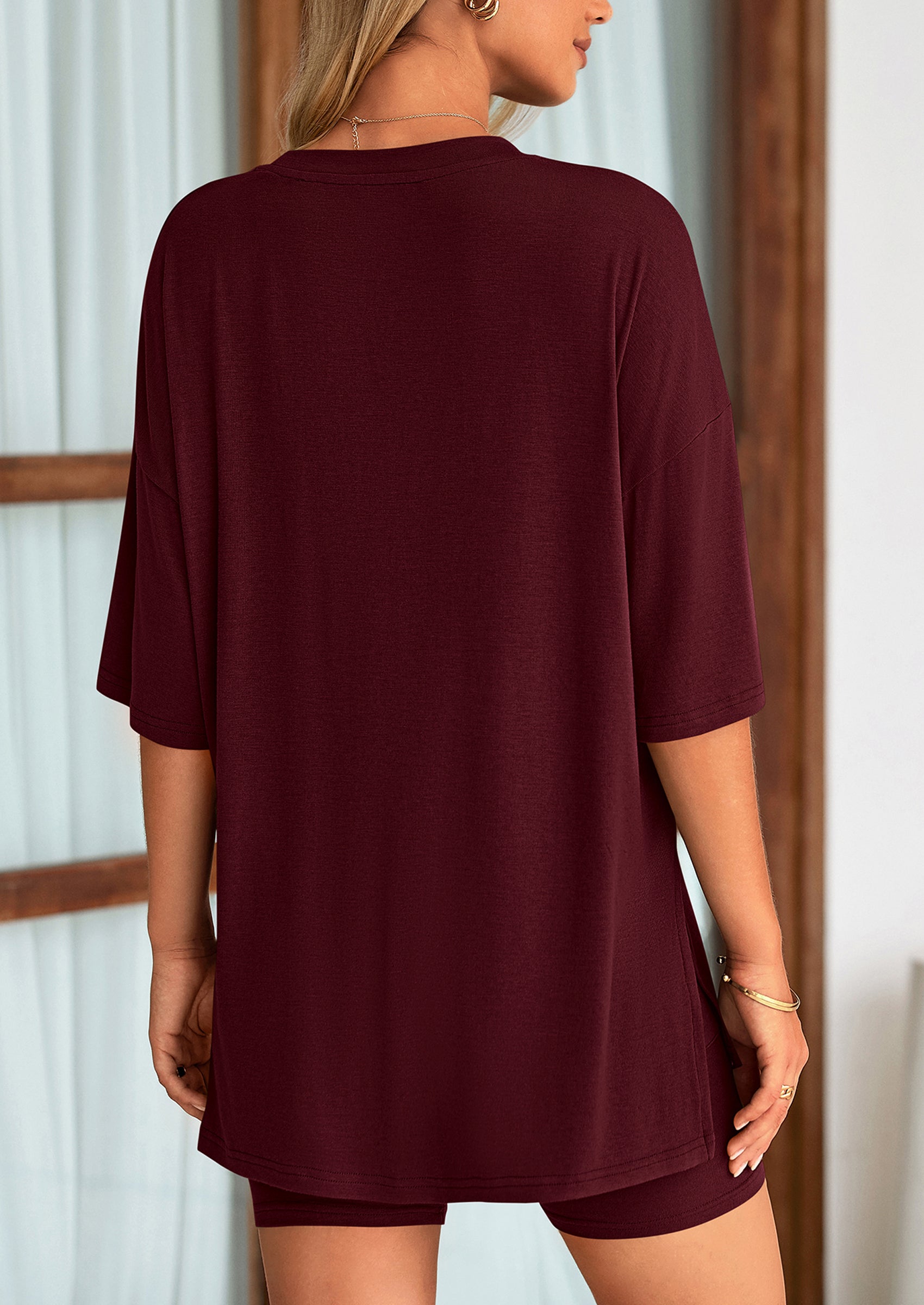 PRETTYGARDEN Women's Two Piece Lounge Set Summer Casual Oversized Shirts Biker Shorts Matching Airport Travel Outfit