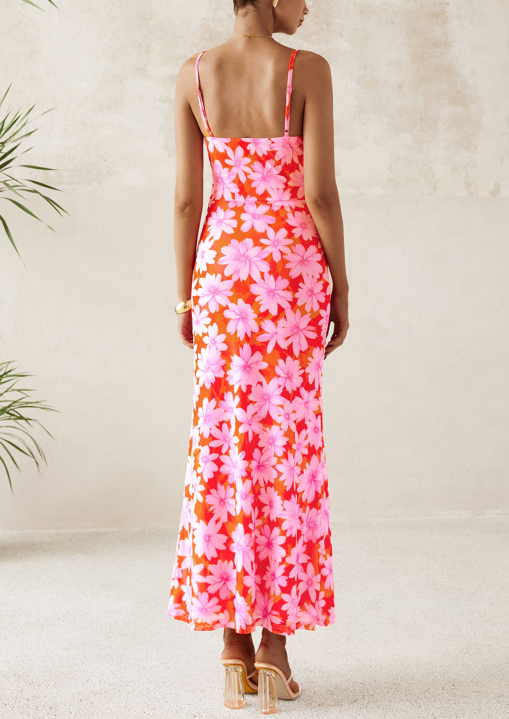 PRETTYGARDEN Women's Bodycon Maxi Dress Floral Sundress Sleeveless Spaghetti Strap Cocktail Party Dress