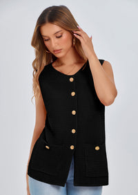 PRETTYGARDEN Women's Knit Sweater Vest Summer Sleeveless Button Down Tank Tops Trendy Business Casual Outfits PRETTYGARDEN