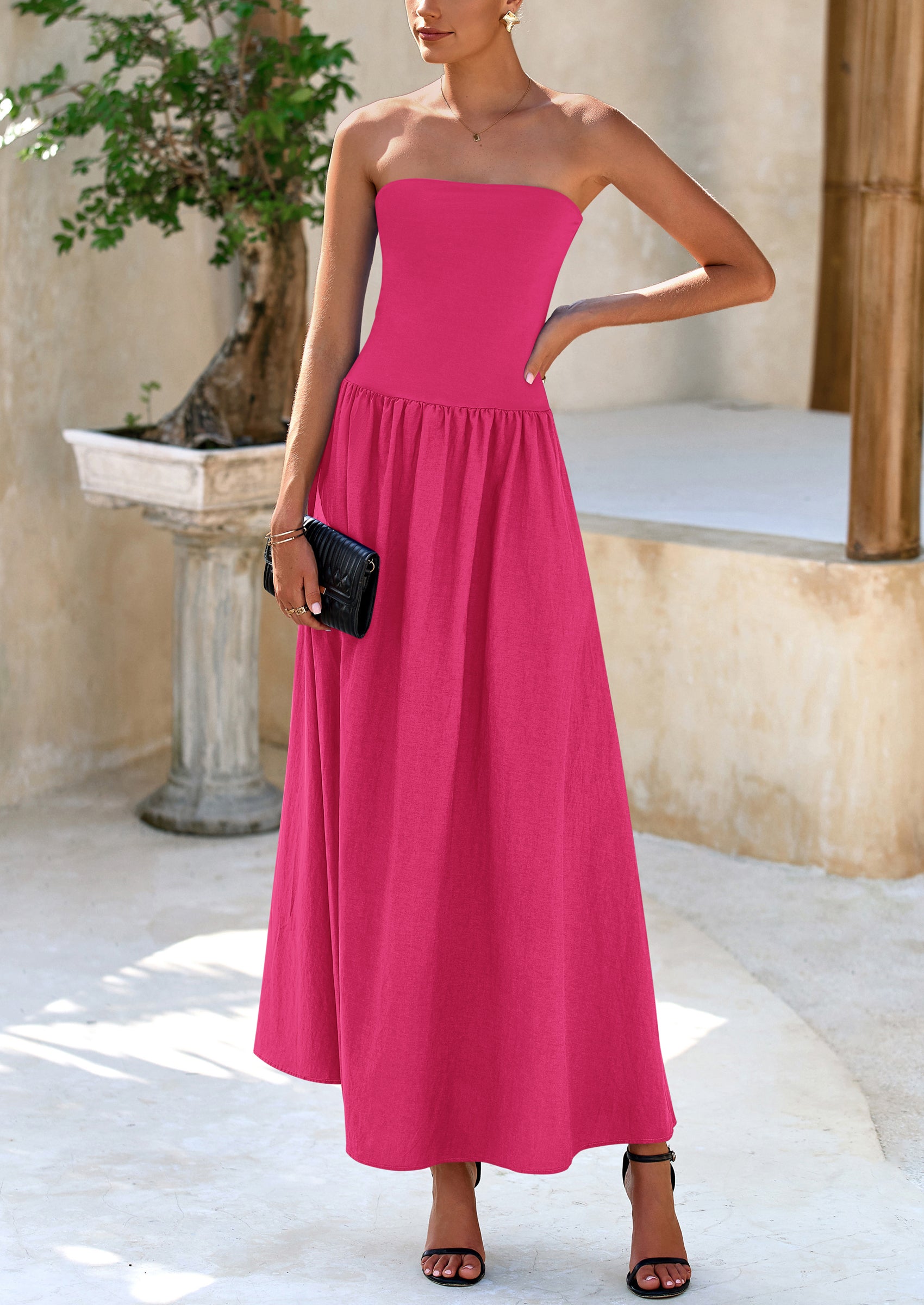 PRETTYGARDEN Women Strapless Elegant Going Out Maxi Dresses