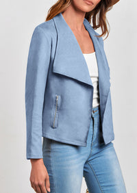 PRETTYGARDEN Women's Faux Suede Jackets Fashion Fall Clothes Long Sleeve Open Front Cropped Coat Outwear