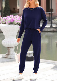 PRETTYGARDEN Lounge Outfit Long Sleeve Crewneck Pullover Tops High Waisted Pants Set Tracksuit