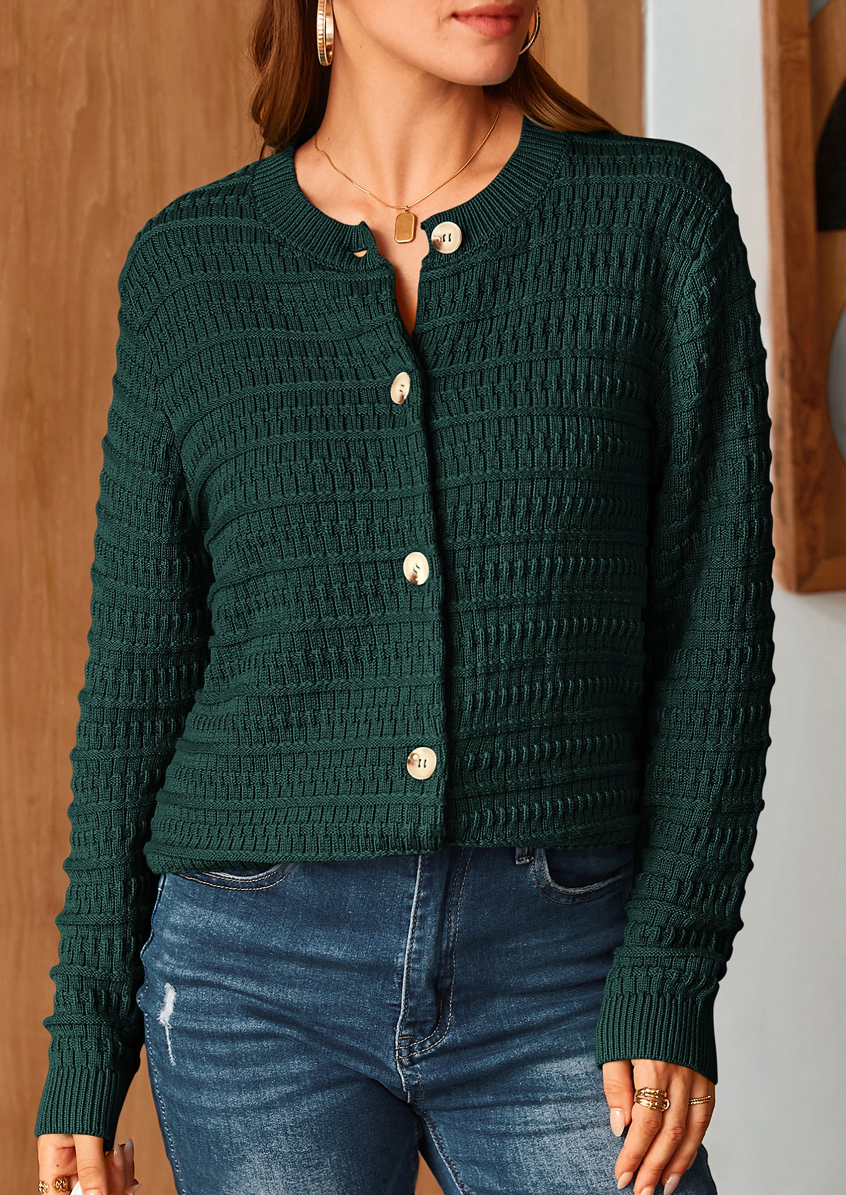 PRETTYGARDEN Women's Knit Cardigan Sweaters Casual Long Sleeve Open Front Button Down Trendy Jackets Outerwear