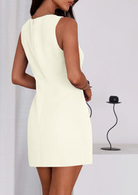 PRETTYGARDEN Work Dresses for Women Spring Business Formal Short Dress Sleeveless Button Down Elegant Office Outfits