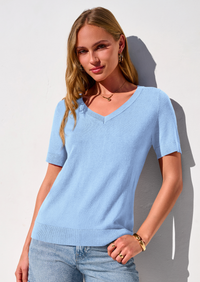 PRETTYGARDEN Womens Short Sleeve Sweater V Neck Trendy Pullover Tops Summer Spring Loose Lightweight Casual Blouse PRETTYGARDEN