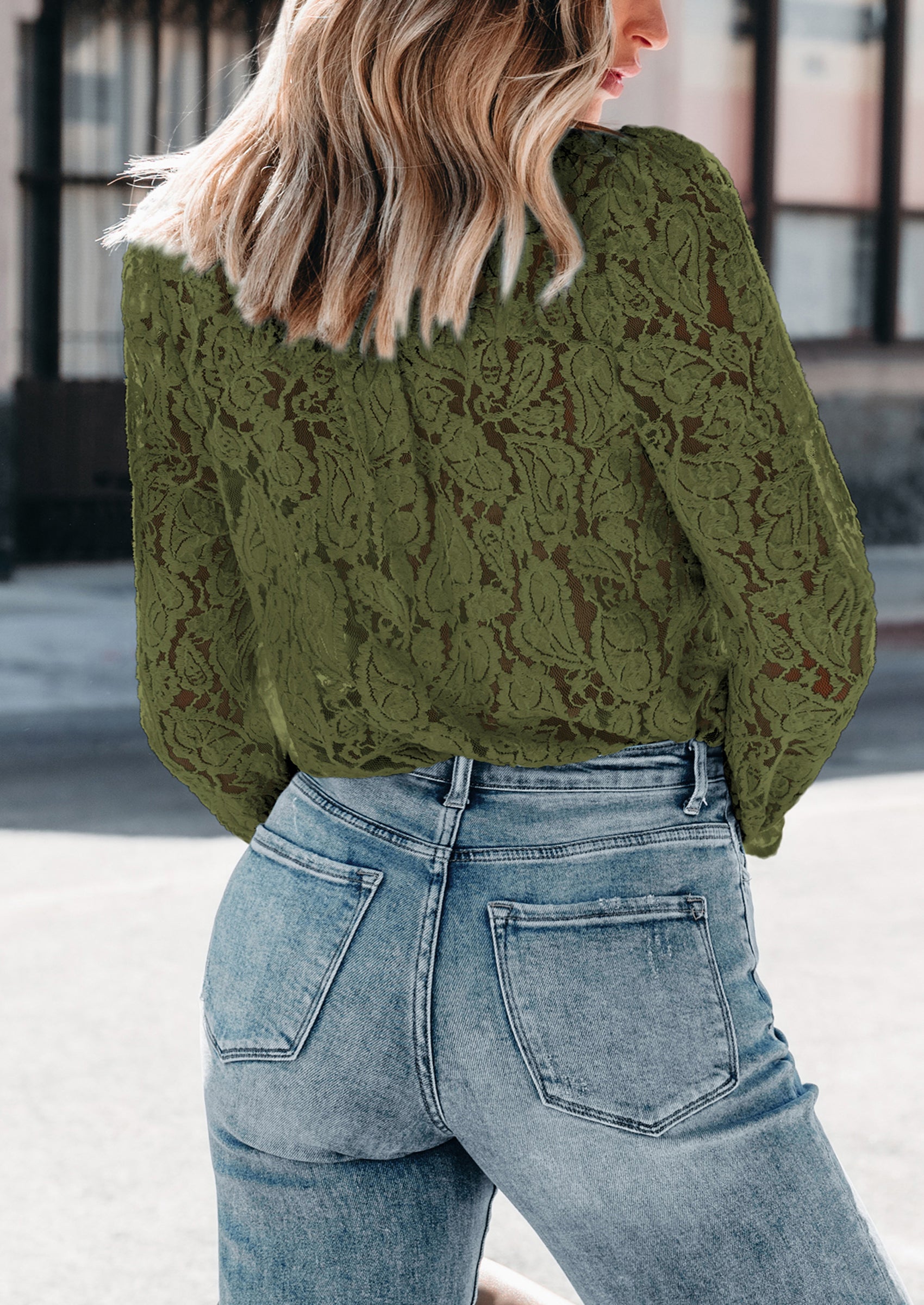 PRETTYGARDEN Women's Dressy Casual Lace Blouse Long Sleeve Button Up Shirts Tops Spring Fall Fashion Clothes