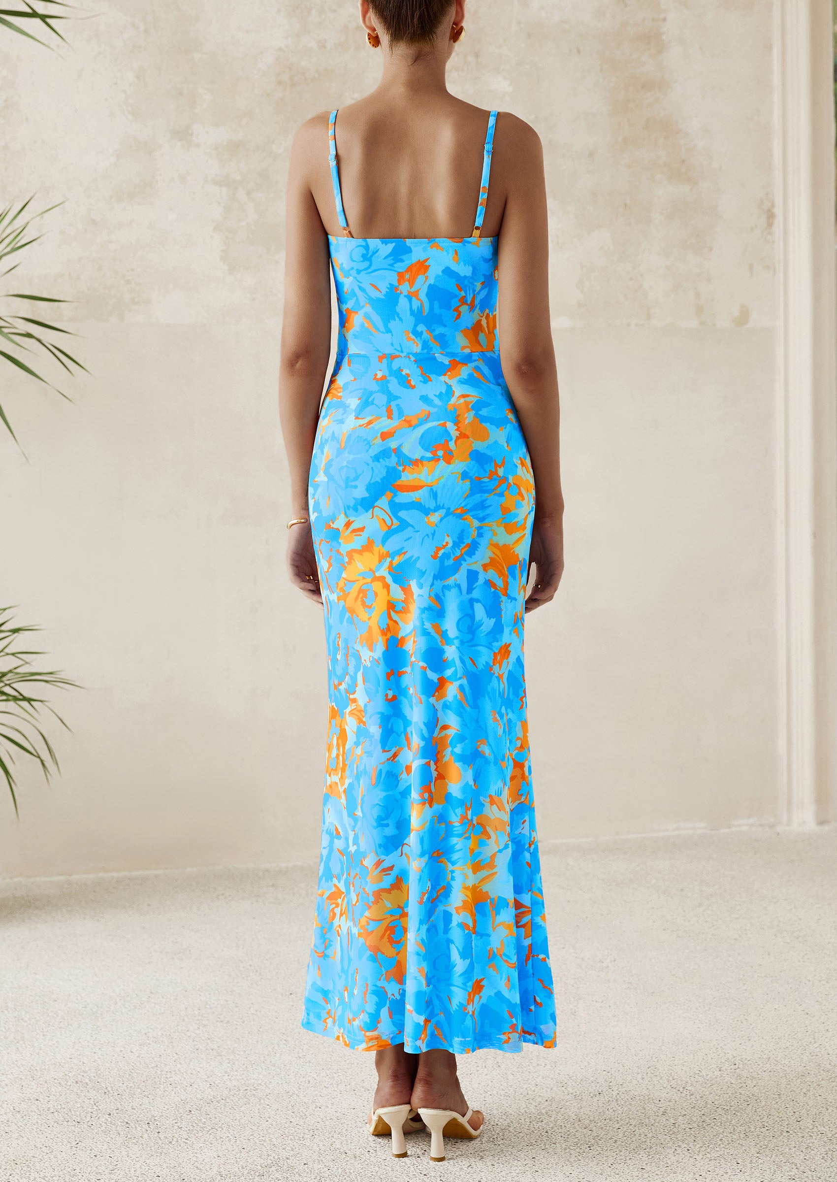 PRETTYGARDEN Women's Bodycon Maxi Dress Floral Sundress Sleeveless Spaghetti Strap Cocktail Party Dress