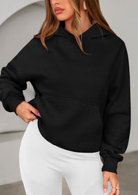 PRETTYGARDEN Women's Fall Hooded Sweatshirts Long Sleeve Half Zip Cropped Hoodies Pullover Winter Fashion Clothes