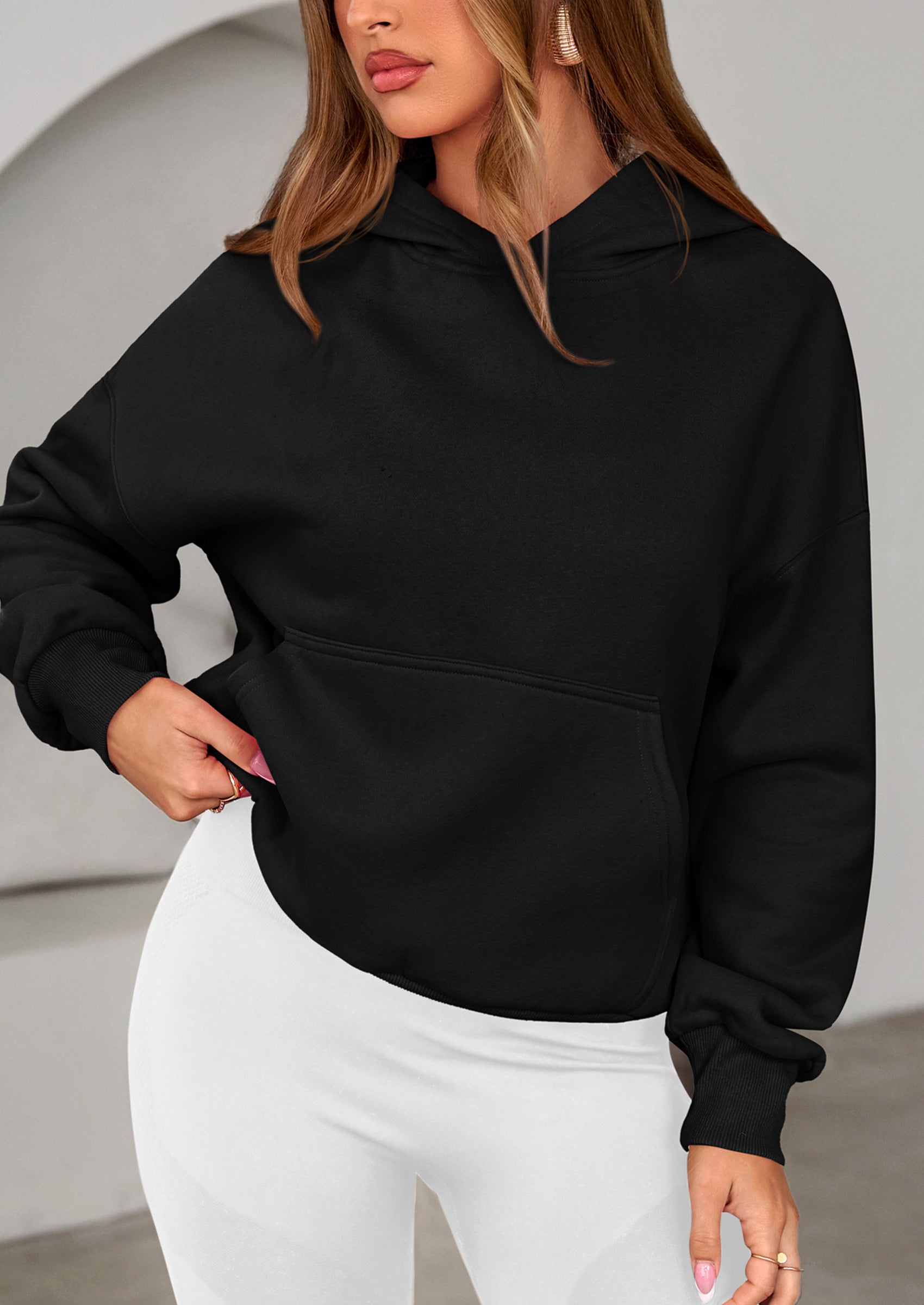 PRETTYGARDEN Women's Fall Hooded Sweatshirts Long Sleeve Half Zip Cropped Hoodies Pullover Winter Fashion Clothes