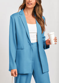 PRETTYGARDEN Women's Fall Two Piece Outfits Dressy Blazer Jacket and Wide Leg Pants Pockets Business Casual Office Suit Sets