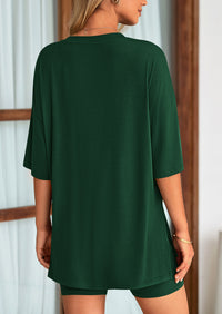 PRETTYGARDEN Women's Two Piece Lounge Set Summer Casual Oversized Shirts Biker Shorts Matching Airport Travel Outfit