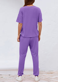 PRETTYGARDEN Women's Two Piece Lounge Sets Spring Summer Jogger Pants Vacation Outfits Travel Airplane Matching Clothes