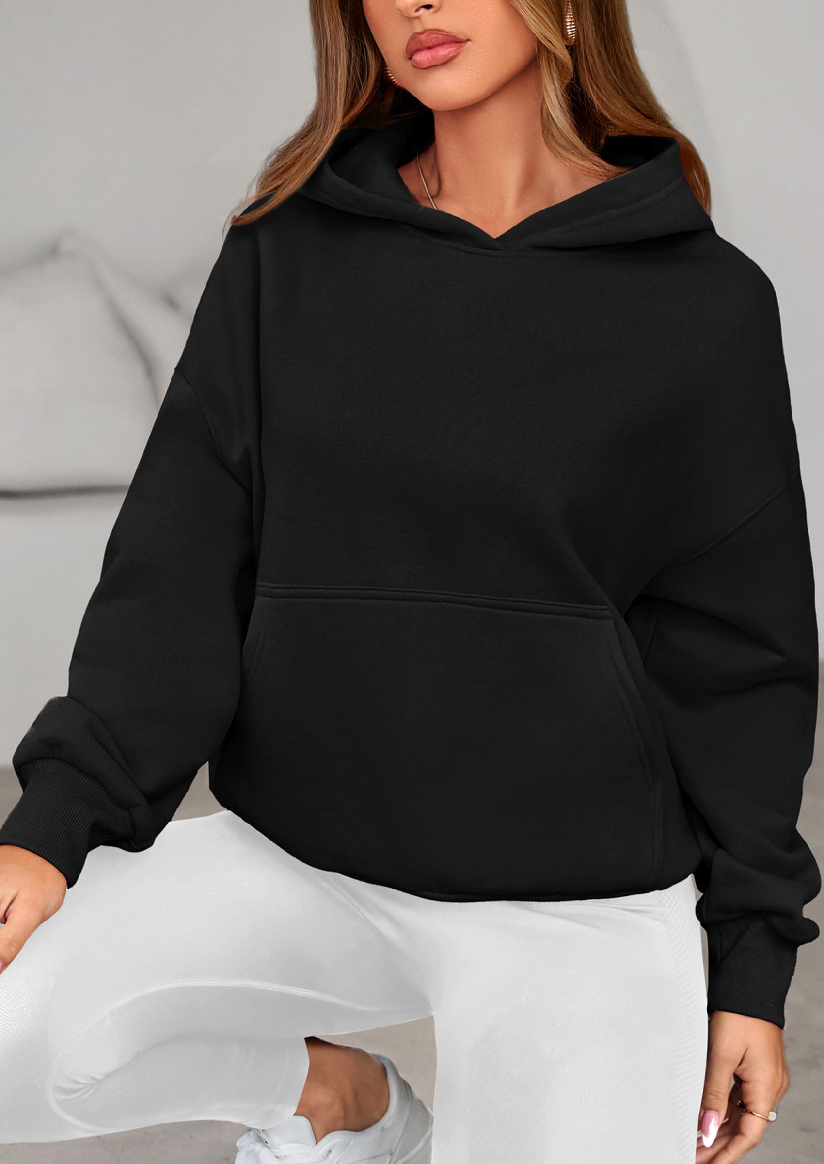 PRETTYGARDEN Women's Fall Hooded Sweatshirts Long Sleeve Half Zip Cropped Hoodies Pullover Winter Fashion Clothes