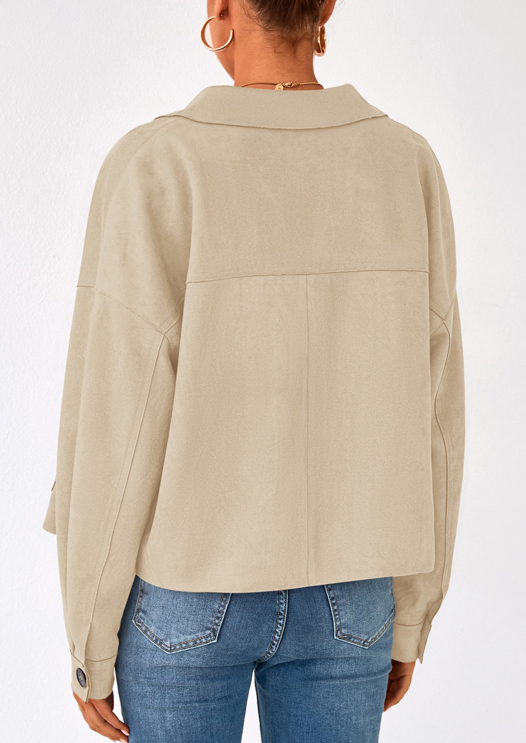 PRETTYGARDEN Women's Faux Suede Cropped Jacket Casual Lightweight Fall Fashion Winter Coats Outerwear Trendy Clothes