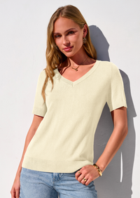 PRETTYGARDEN Womens Short Sleeve Sweater V Neck Trendy Pullover Tops Summer Spring Loose Lightweight Casual Blouse PRETTYGARDEN