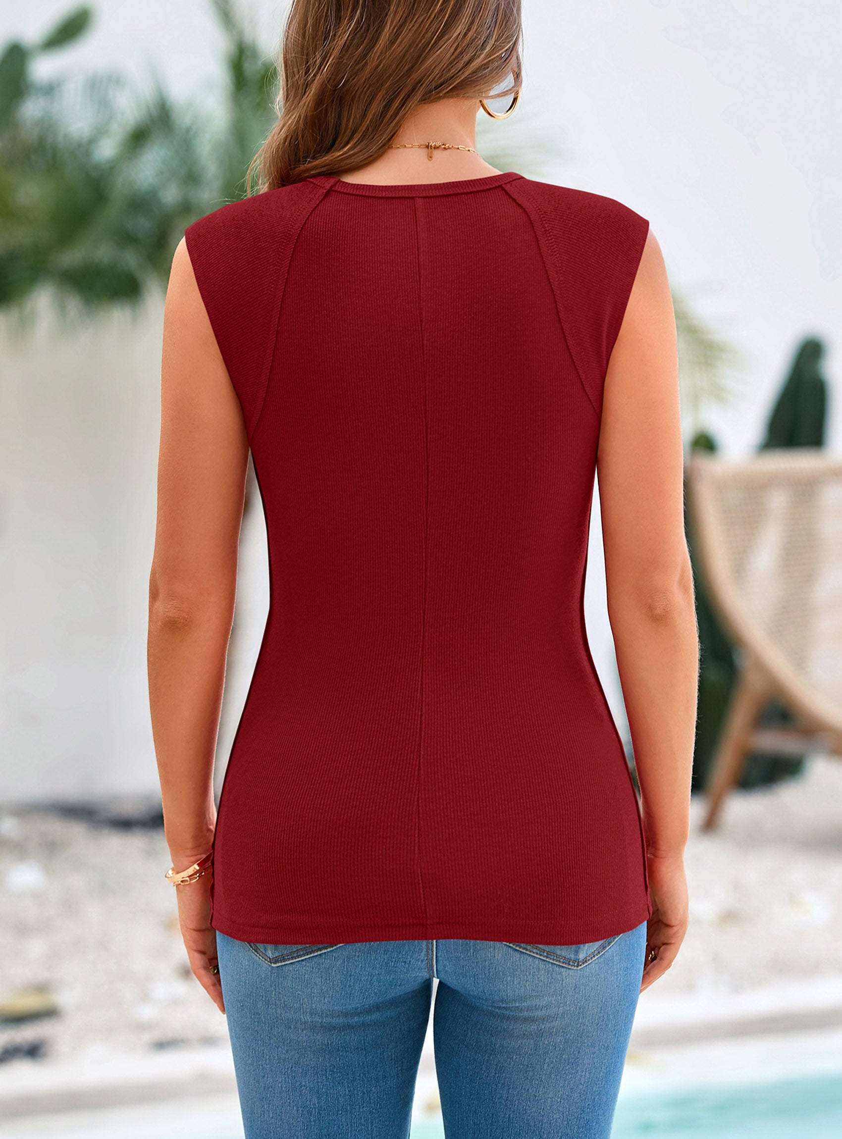 PRETTYGARDEN Women's Tank Tops 2025 Summer Casual Ribbed Cap Sleeve Slim Fitted Knit Basic Tee Shirts Trendy Fashion Clothes