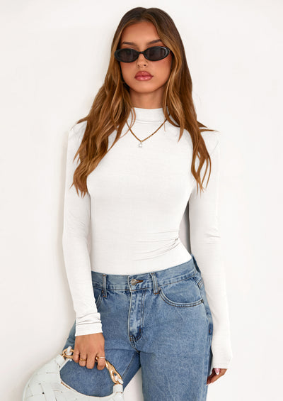 PRETTYGARDEN Women's Turtleneck Long Sleeve Shirts Fall Basic Tees Ribbed Fitted Tops Thermal Layering Knit Top Clothes