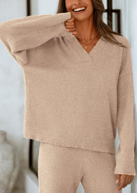 PRETTYGARDEN Lounge Sets for Women Two Piece Sweaters Pajama Set Fall Fashion Loungewear Outfits Matching Winter Clothes