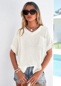 PRETTYGARDEN Women's Spring Short Sleeve Sweaters Lightweight V Neck Casual Going Out Summer T PRETTYGARDEN