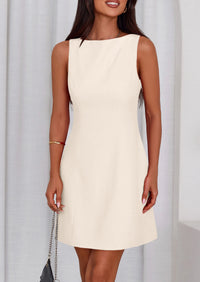 PRETTYGARDEN Womens Formal Short Dresses Summer Sleeveless Boat Neck A Line Elegant Mini Cocktail Party Dress