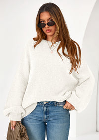 PRETTYGARDEN Sweaters for Women Fall Chunky Knit Long Sleeve Crew Neck Oversized Pullover Tops Winter Fashion Clothing