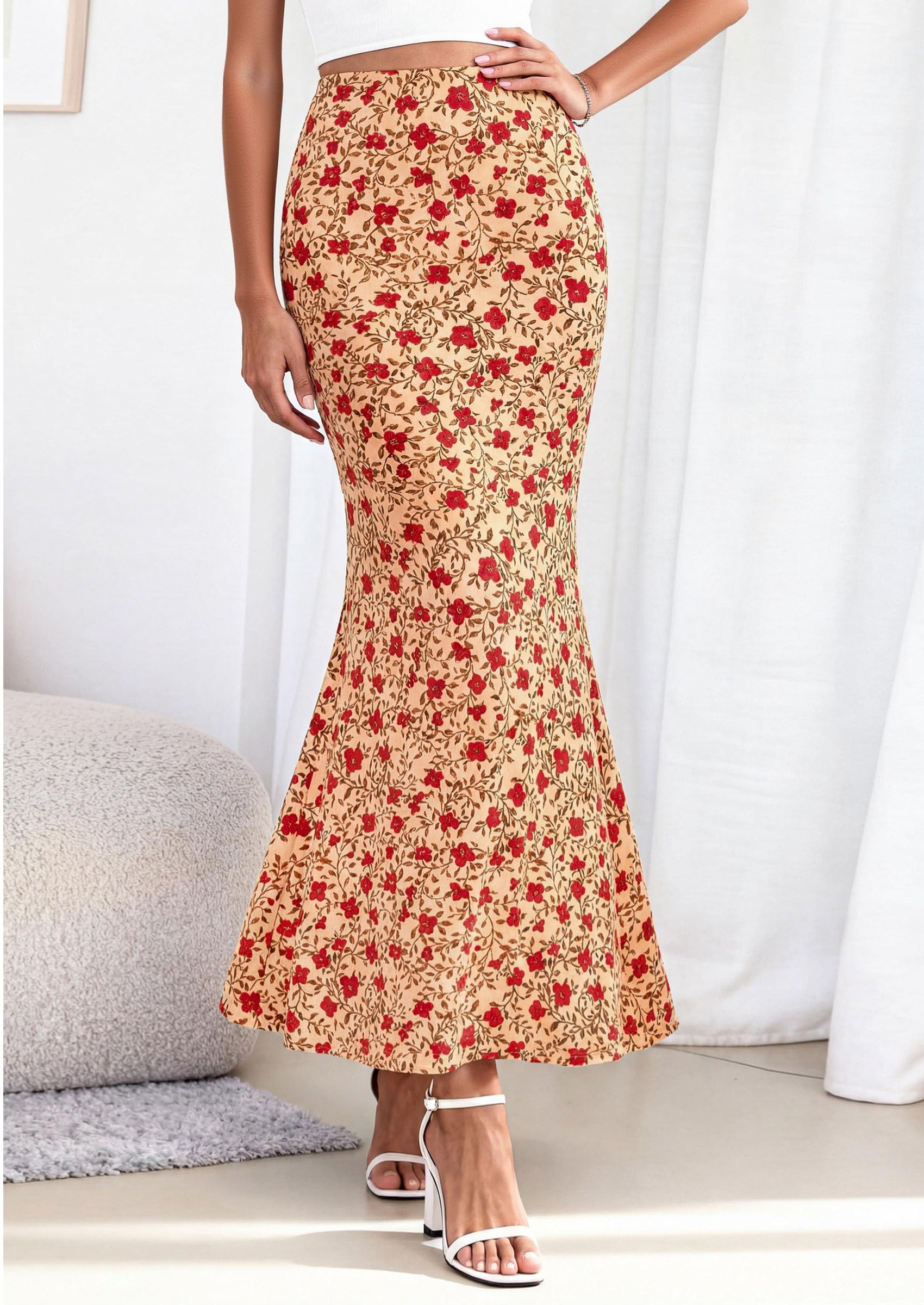 PRETTYGARDEN Maxi Skirts for Women 2026 Summer Flowy High Waisted Polka Dot Mermaid Office Work Spring Fashion Long Skirt PRETTYGARDEN