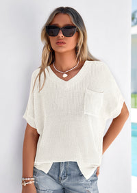 PRETTYGARDEN Women's Spring Short Sleeve Sweaters Lightweight V Neck Casual Going Out Summer T PRETTYGARDEN