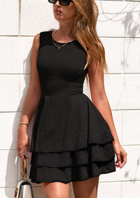 PRETTYGARDEN Women's Summer Sundresses Casual Elegant Sleeveless Flowy Tiered Ruffle A Line Mini Graduation Party Dress