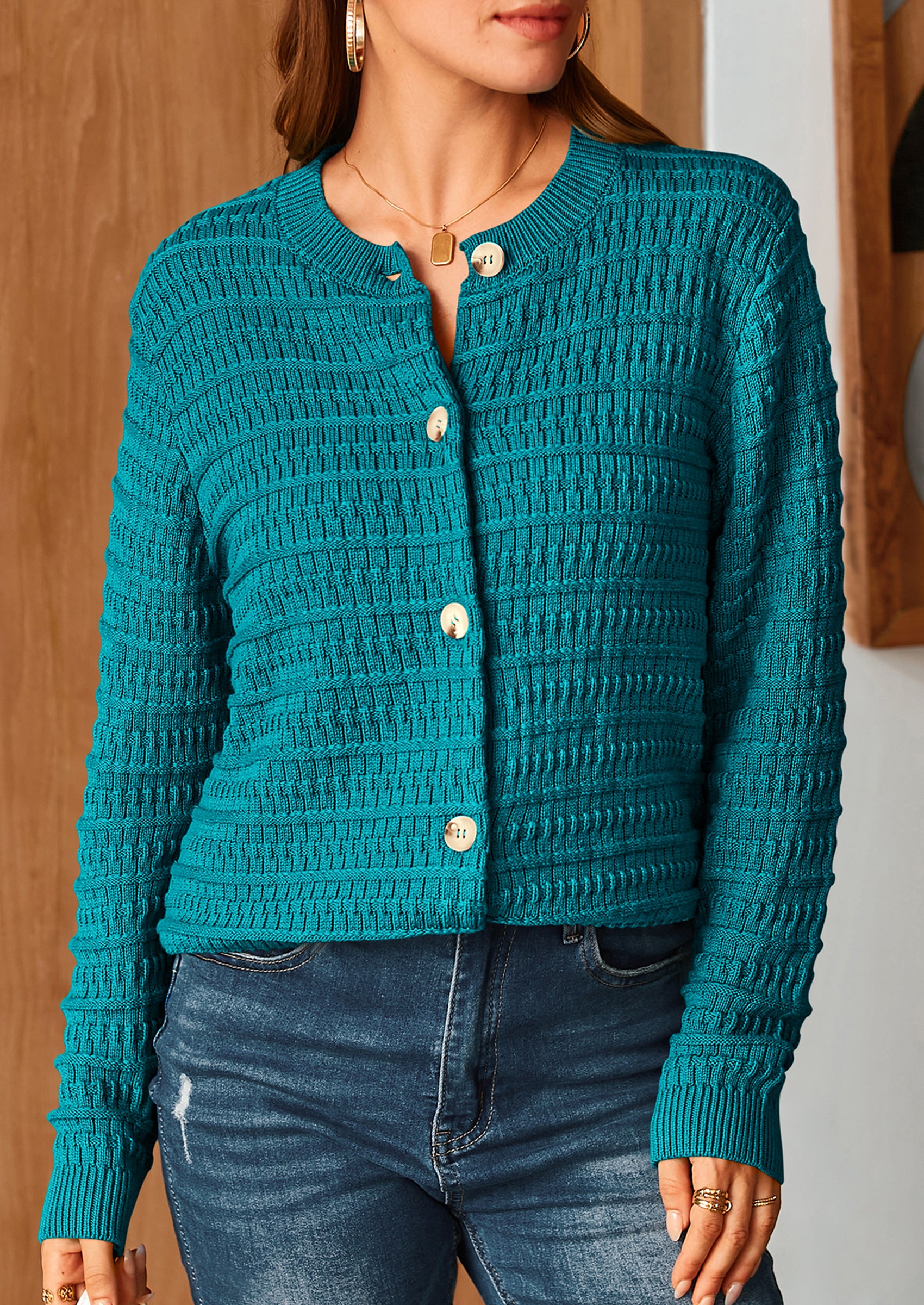 PRETTYGARDEN Women's Knit Cardigan Sweaters Casual Long Sleeve Open Front Button Down Trendy Jackets Outerwear