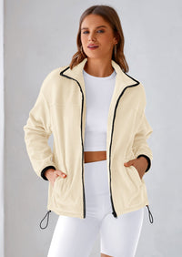 BTFBM Women's Fleece Jackets Fall Winter Clothes 2025 Stand Collar Outwear Jacket Zip Up Casual Fuzzy Coats Pockets PRETTYGARDEN