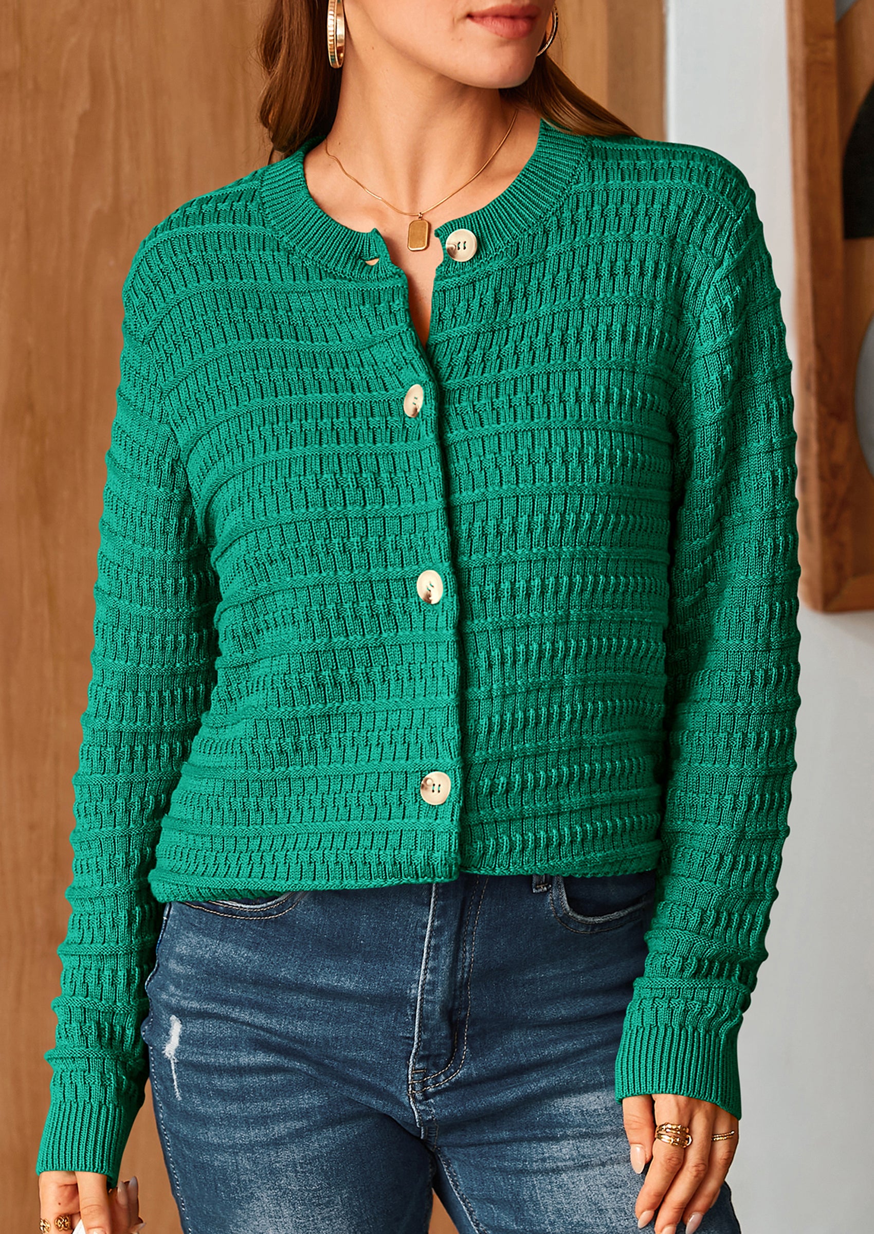 PRETTYGARDEN Women's Knit Cardigan Sweaters Casual Long Sleeve Open Front Button Down Trendy Jackets Outerwear