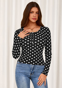 PRETTYGARDEN Women's Fall Long Sleeve Henley T Shirts Button Ribbed Knit Slim Fit Basic Tops Blouse Casual Outfits