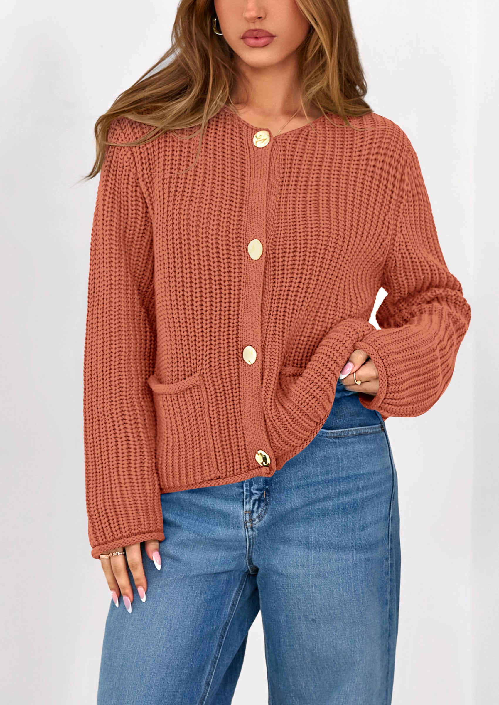 PRETTYGARDEN Cardigan Sweaters for Women Trendy Oversized Knit Chunky Button Cardigans Fall Winter Outfits with Pockets